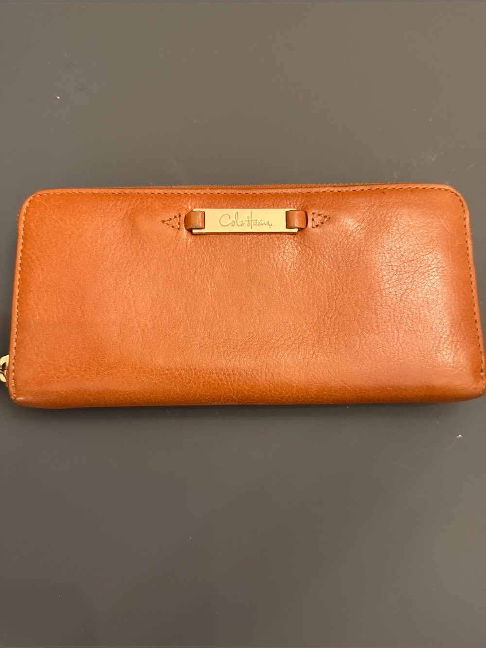 Cole Haan Tan Leather Zip Wallet